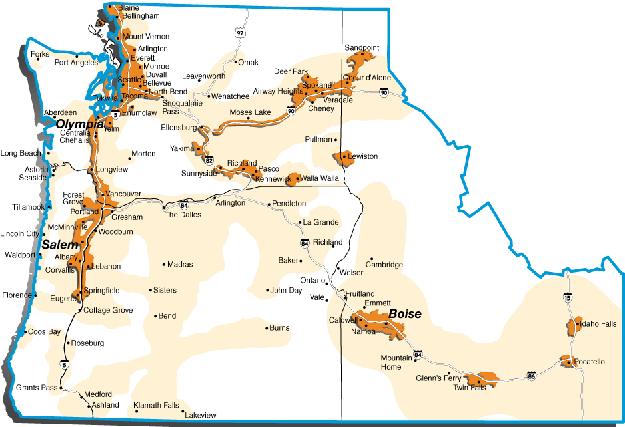 [ Qwest area coverage in the north west of the USA ]